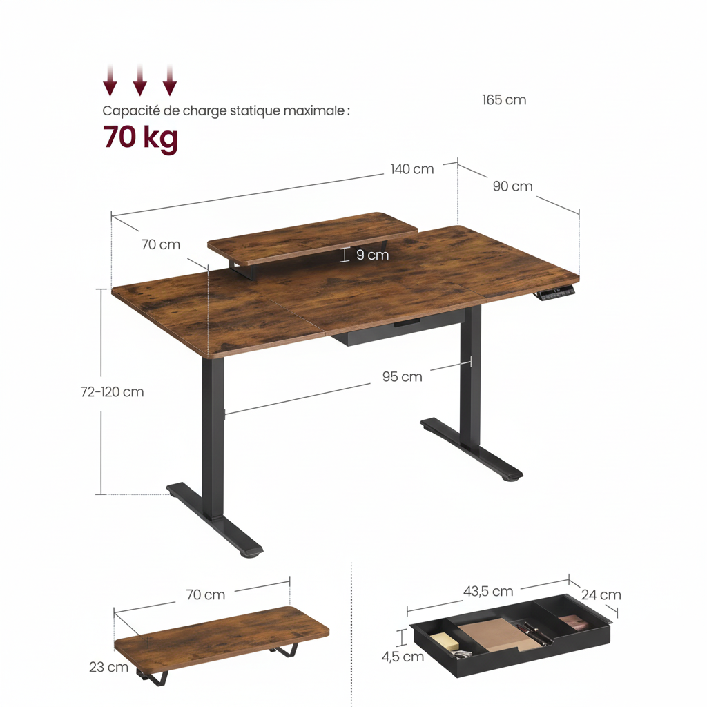 Lumina - Bureau assis-debout électrique